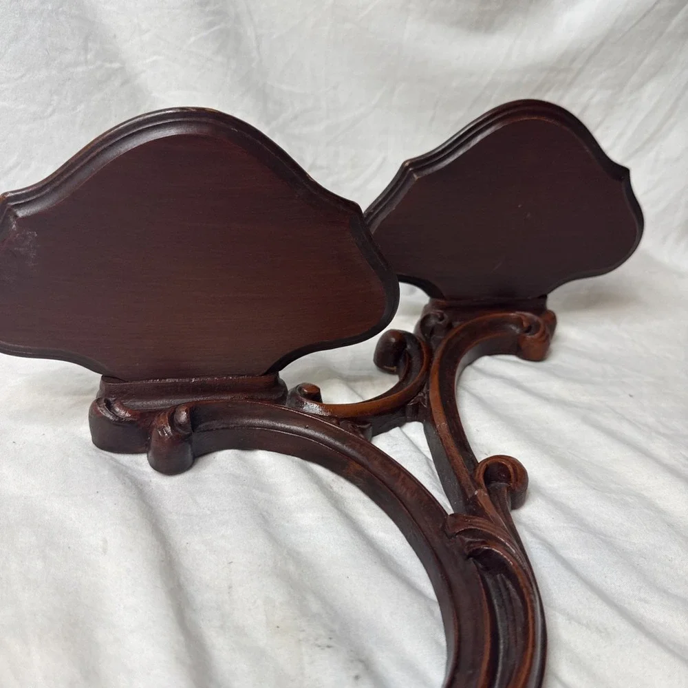 Syroco Wood Label Wall Scroll Sconce Double Tier Shelf Rocco Baroque Display MCM